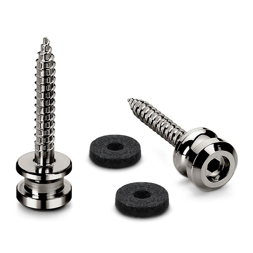 Endpins Pair for Schaller S-LOCKS Large Ruthenium Strap Button in Hardened Steel with Felt Washers
