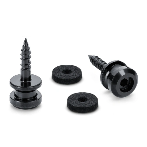 Endpins Pair for Schaller S-LOCKS Short Black Solid Steel with Felt Washers