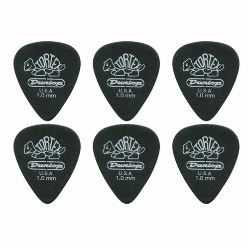 6 x Jim Dunlop Tortex Pitch Black 1.0MM Guitar Picks 488R Free Shipping
