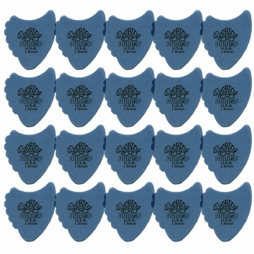 20 x Jim Dunlop Tortex Fins Blue 1.00mm Guitar Picks 414R Free Shipping
