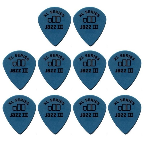 10 x Jim Dunlop Tortex Jazz 3 XL Blue 1.00mm Guitar Picks 498R Free Post