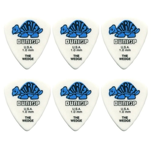 6 x Jim Dunlop Tortex Wedge 1.00mm Guitar Picks 424R USA Basic Pack