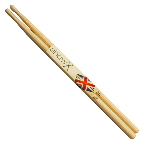 ShawstiX American Hickory 5B Drum Sticks - British Classic Series, Wood Tip