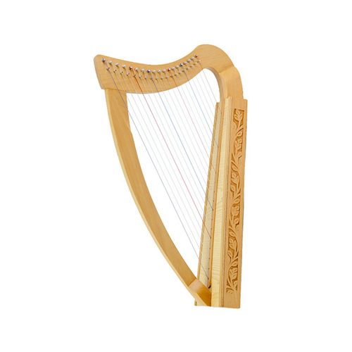 Leaning Pixie Harp - 19 String Carved w/Bag