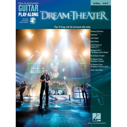 Dream Theater Guitar Play-Along V167 BK/OLA - Includes Playback+, 160 pages, guitar TAB, features popular songs and melodies.
