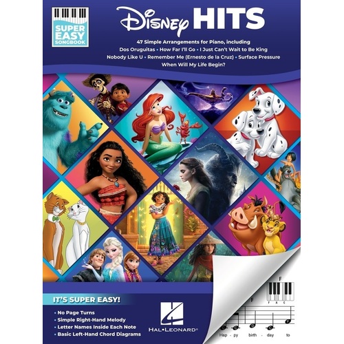 Disney Hits Super Easy Songbook by Hal Leonard - 96 Pages, E-Z Play Format for Keyboard and Piano