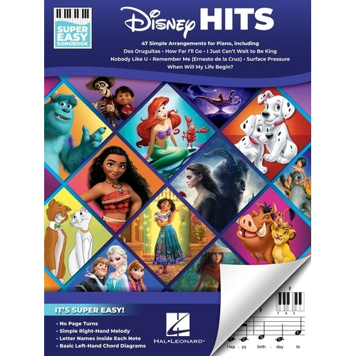Disney Hits Super Easy Songbook by Hal Leonard - 96 Pages, E-Z Play Format for Keyboard and Piano