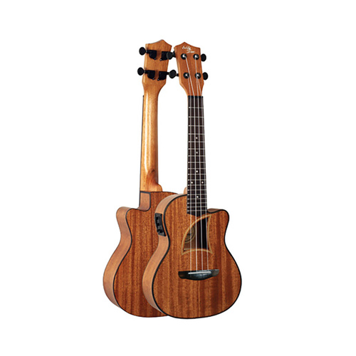 Eddy Finn Electric Concert Ukulele EF-9-CE, Tropical Mahogany, 24" Length, 18 Frets, 3 Band Preamp, Aquila Strings, Walnut Bridge