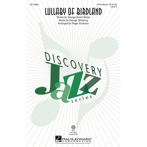 Lullaby of Birdland Choral Score 2PT by Hal Leonard