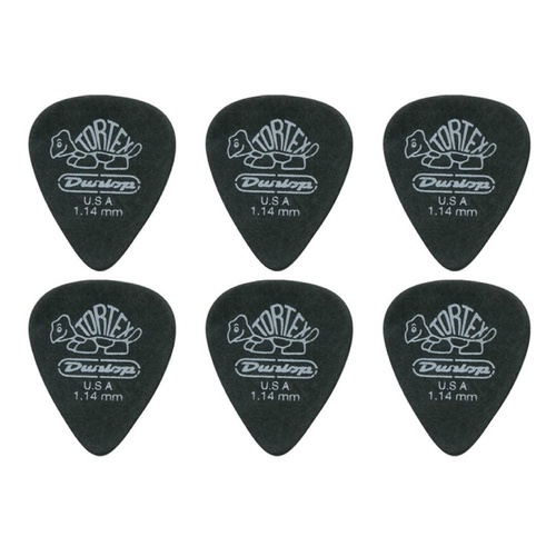 6 x Jim Dunlop Tortex Pitch Black 1.14MM Guitar Picks Free Shipping