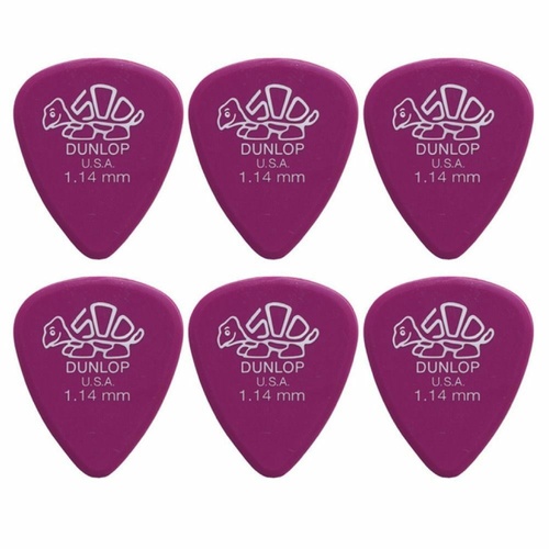 6 x Dunlop Premium DELRIN 500 1.14MM Gauge Guitar Picks 41R