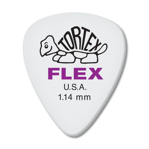 Jim Dunlop 1.14mm Tortex Flex Standard Guitar Pick - Durable Nylon, Flexible Design (Single)