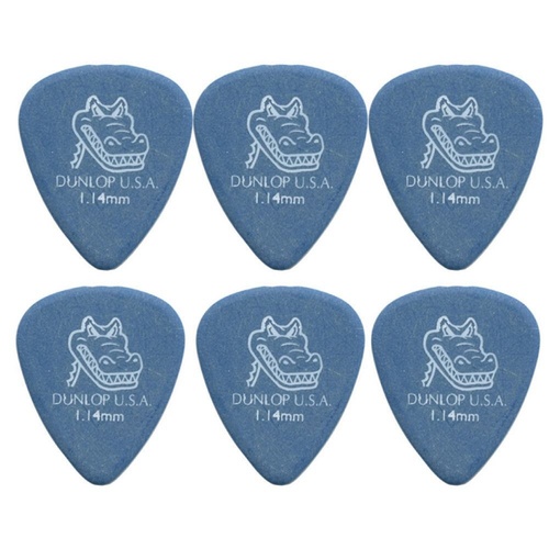 6 x Dunlop Gator Grip 1.14MM Gauge Guitar Picks Blue