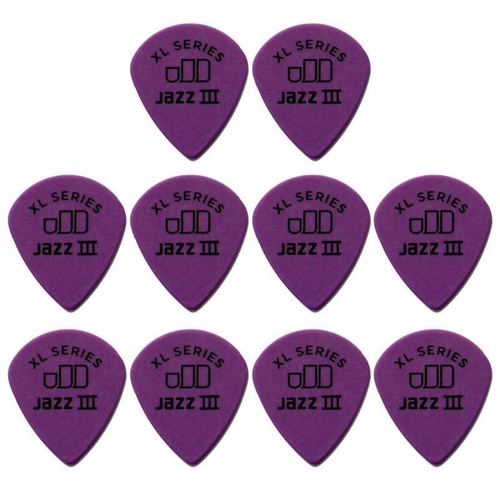 10 x Jim Dunlop Tortex Jazz 3 XL Purple 1.14mm Guitar Picks III Free Post
