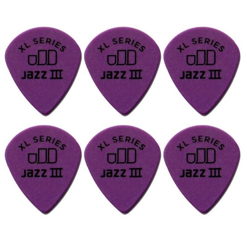 6 x Jim Dunlop Tortex Jazz 3 XL Purple 1.14mm Guitar Picks III Free Post
