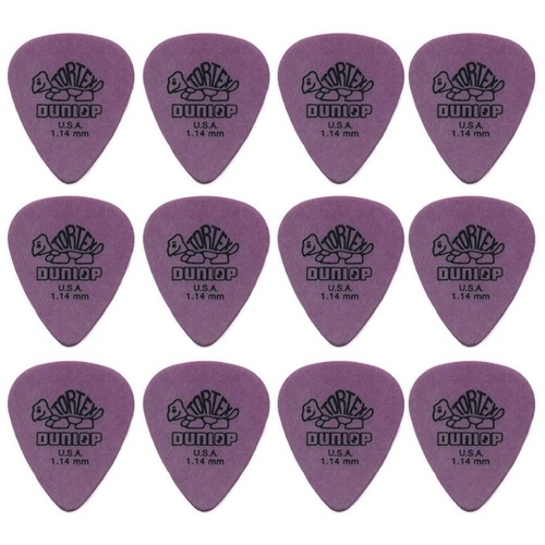 12 x Dunlop Tortex Standard 1.14mm Purple Guitar Picks