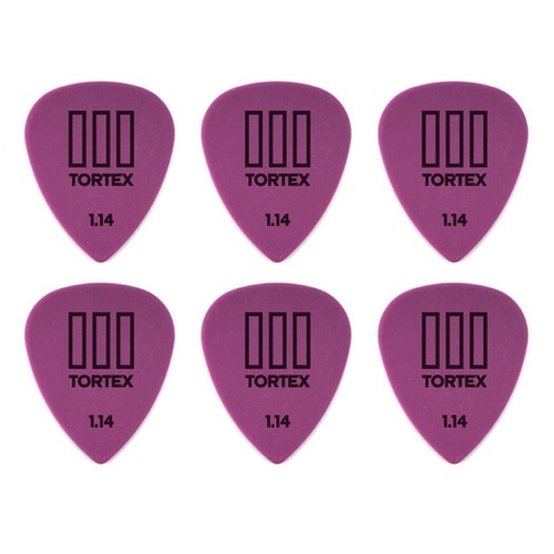 6 x Jim Dunlop Tortex TIII Purple 1.14mm T3 Guitar Picks T3 USA