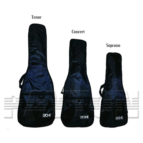 Stone Unpadded Soprano Ukulele Bag - Black 600 Denier Cordura with Nylon Outer Shell, Heavy Duty Zippers, Accessory Pocket, Backpack Straps