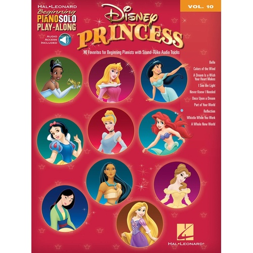 Disney Princess Beg Piano Play Along Book/CD V10 (Softcover Book/CD)