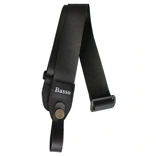 Basso Synthetic Black Ukulele Strap UK-11 - 4cm Wide, Recycled Materials, Adjustable Length 90cm to 1.4m