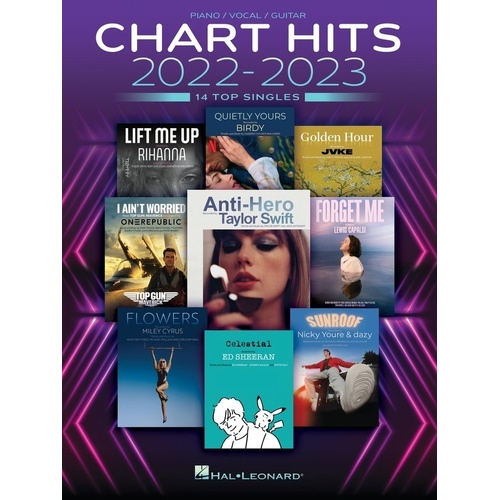 Chart Hits of 2022-2023 PVG Songbook by Hal Leonard, 96 Pages, Includes Piano, Vocal & Guitar Arrangements