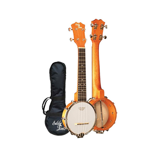 Eddy Finn EF-UBS-1 Banjo-Ukulele Soprano Open Back with Gig Bag, Mahogany Rim, Remo Head, Rosewood Fingerboard
