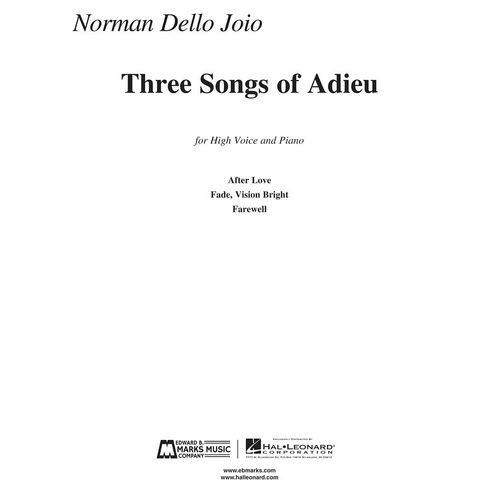 Three Songs Of Adieu High Voice/Piano (Softcover Book)