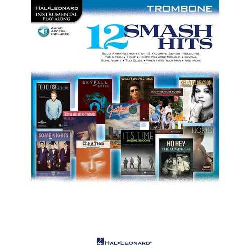 12 Smash Hits Book/CD Trombone (Softcover Book/CD)