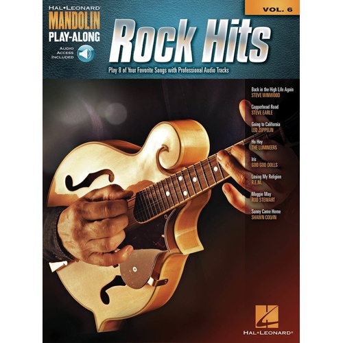 Rock Hits Mandolin Play-Along V6 by Hal Leonard, 56 Pages, Includes Audio Tracks, Standard Notation & Tablature