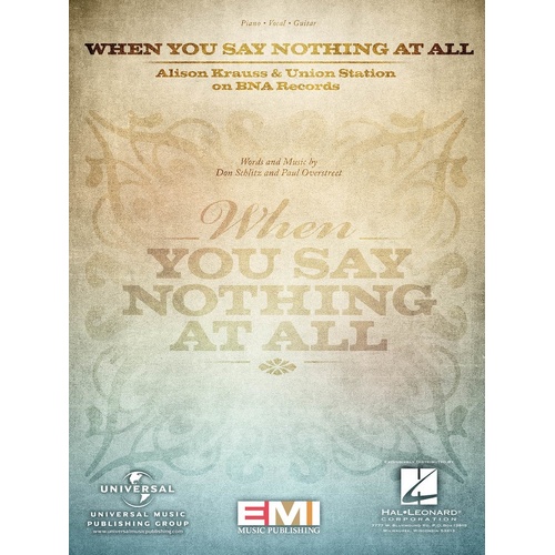 When You Say Nothing At All PVG S/S (Sheet Music)