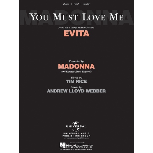 You Must Love Me (From Evita) PVG S/S (Sheet Music)