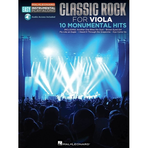 Classic Rock Viola Easy Instrumental Play-Along by Hal Leonard, 10 Songs, Audio Tracks, Viola Solo, 12 Pages, Easy Series