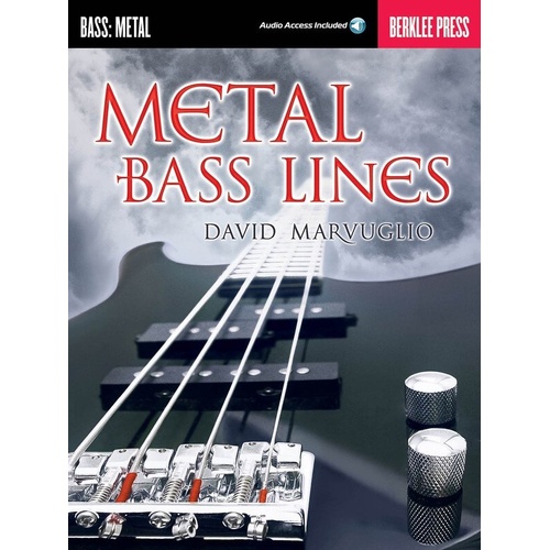 Metal Bass Lines Book by Berklee Press - 56 Pages, Techniques, Exercises, Tablature & Notation, Online Audio Tracks