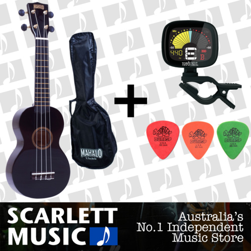 MAHALO Black Soprano Uke Ukulele MR1-BK - w/FREE Gigbag.