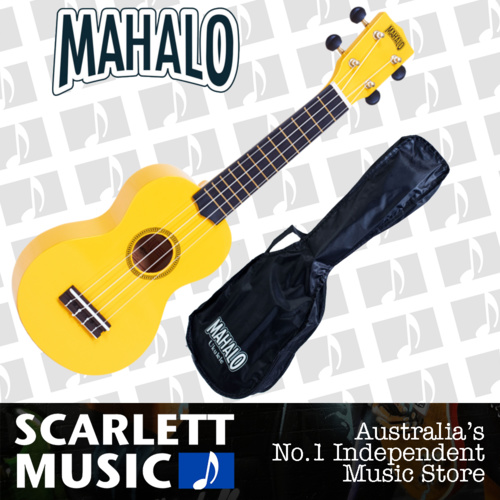 MAHALO Yellow Soprano Uke Ukulele MR1-YW - w/FREE Gigbag.