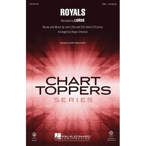 Royals SSA Choral Arrangement by Roger Emerson, Hal Leonard, 16 Pages