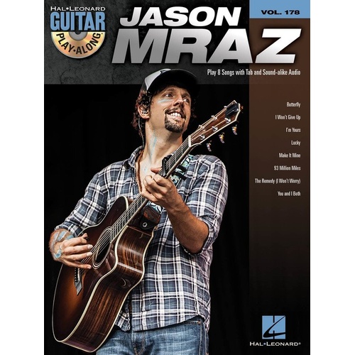 Jason Mraz Guitar Play-Along V178 BK/CD by Hal Leonard, 96 Pages, Includes 8 Songs with CD for Backing Tracks and Enhanced PC/Mac Playback