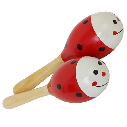 OneTribe Wooden Ladybug Maracas - Length 210mm, Diameter 61mm