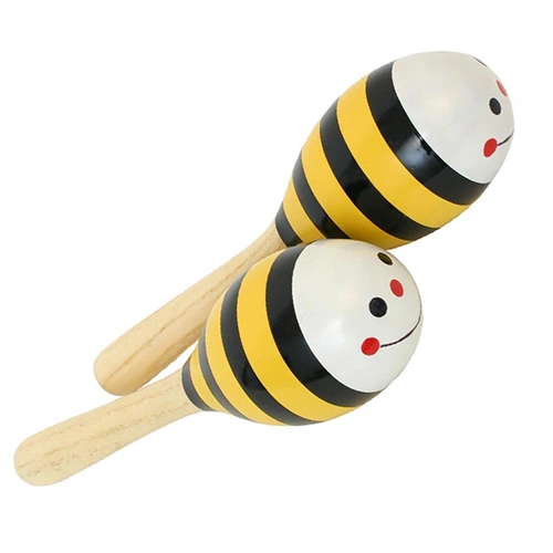 OneTribe Wooden Bee Maracas - Length 210mm, Diameter 61mm