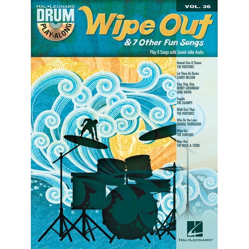 Wipe Out and 7 Other Fun Songs Drum Play Along V36 (Softcover Book/CD)