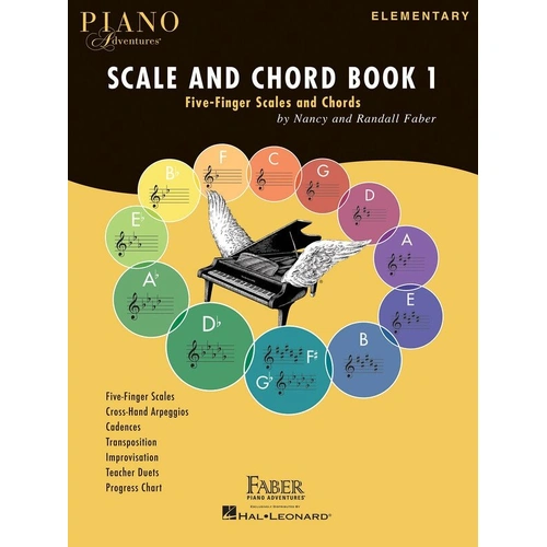 Piano Adventures Scale and Chord Book 1 by Faber Piano Adventures, 48 Pages, Piano Instrument, Early-Level Pianist Guide
