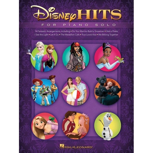 Disney Hits Piano Solo Songbook by Hal Leonard - 14 Arrangements from Contemporary Movies, 64 Pages