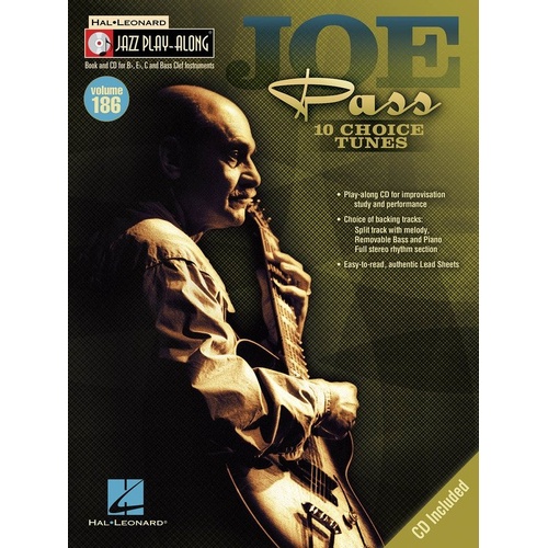 Joe Pass Jazz Play-Along V186 BK/CD for All Instruments - Lead Sheet, 88 Pages, Includes CD with Melody Cues and Rhythm Tracks
