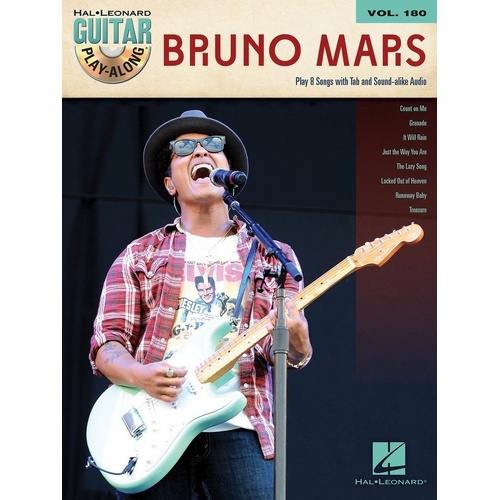 Bruno Mars Guitar Play-Along V180 BK/OLA Songbook with CD, 8 Songs, Hal Leonard, 56 Pages, Guitar