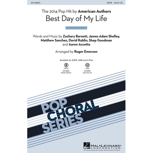 Best Day Of My Life SATB (Octavo)
