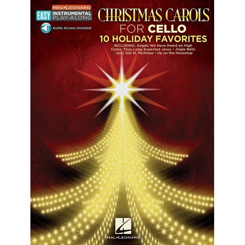 Christmas Carols for Cello - Easy Instrumental Play-Along, 10 Songs, Hal Leonard, 8 Pages, Includes Audio Tracks for Practice