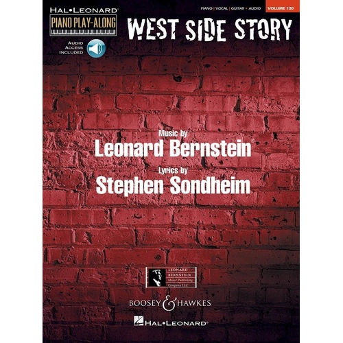 West Side Story Piano Play-Along V130 BK/OLA by Hal Leonard, 40 Pages, Includes 8 Songs, Online Audio Available