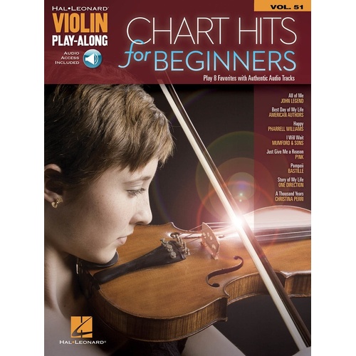 Chart Hits For Beginners Violin Play Along V51 (Softcover Book/Online Audio)