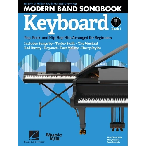 Modern Band Method Keyboard Songbook 1 by Centerstream Publications, 48 pages, featuring 23 iconic songs for beginner keyboard players.