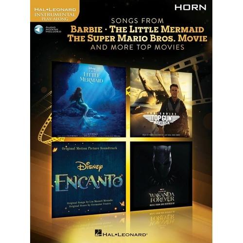 Horn Instrumental Play-Along Book - Songs from Barbie, Little Mermaid, Super Mario Bros - 12 Songs with Demo Tracks